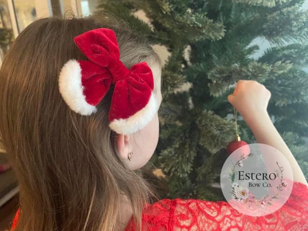 3.5" Santa Velvet Hair Bow - Image 2