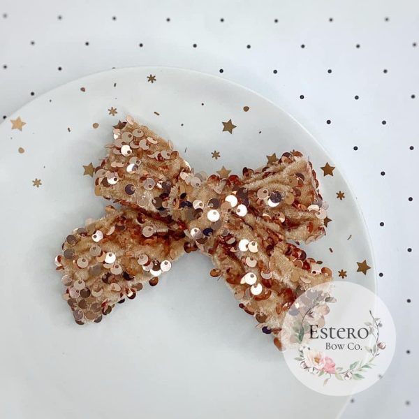 4.5" Premium Gold Velvet Sequins Hair Bow