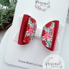 3.5” Red Poinsettia Vegan Leather Hair Bow