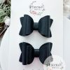 2.5” Black Vegan Leather Hair Bow - Image 3