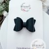2.5” Black Vegan Leather Hair Bow - Image 2