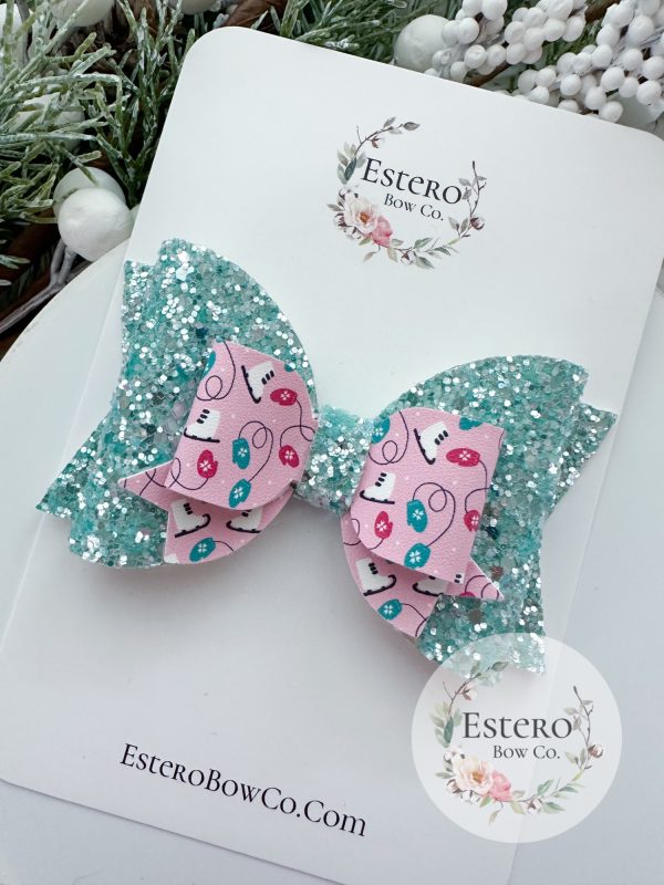 4” Ice Skates Vegan Leather Hair Bow