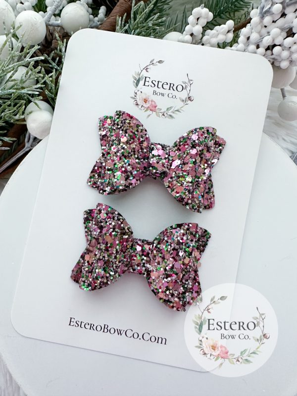 2.5” Sugar Plum Glitter Hair Bow - Image 3