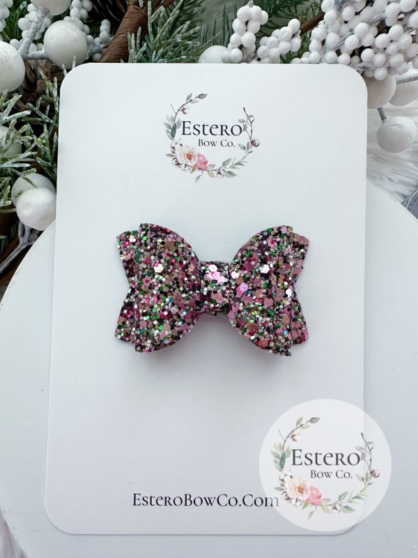 2.5” Sugar Plum Glitter Hair Bow - Image 2