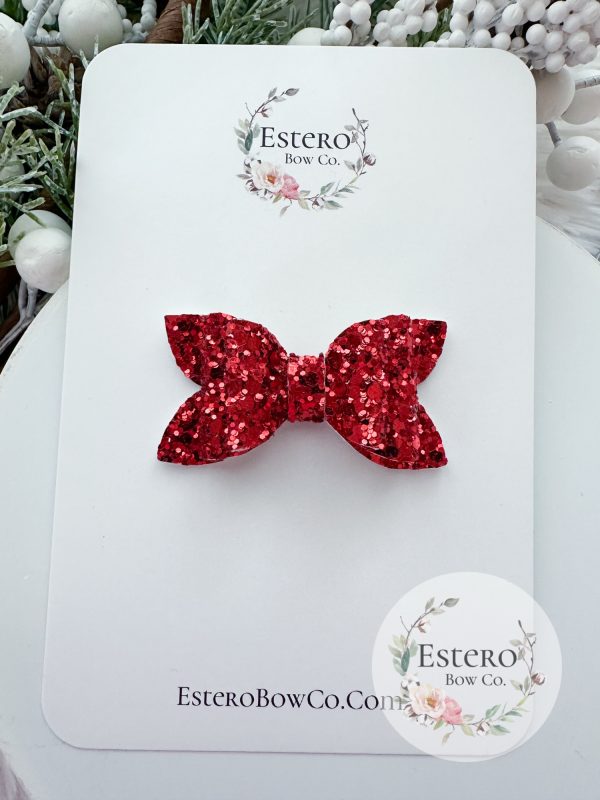 2.5” Red Glitter Hair Bow