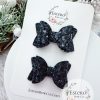 2.5” Black Glitter Hair Bow - Image 3