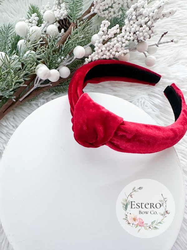 Red Velvet Knotted Headband - Image 2