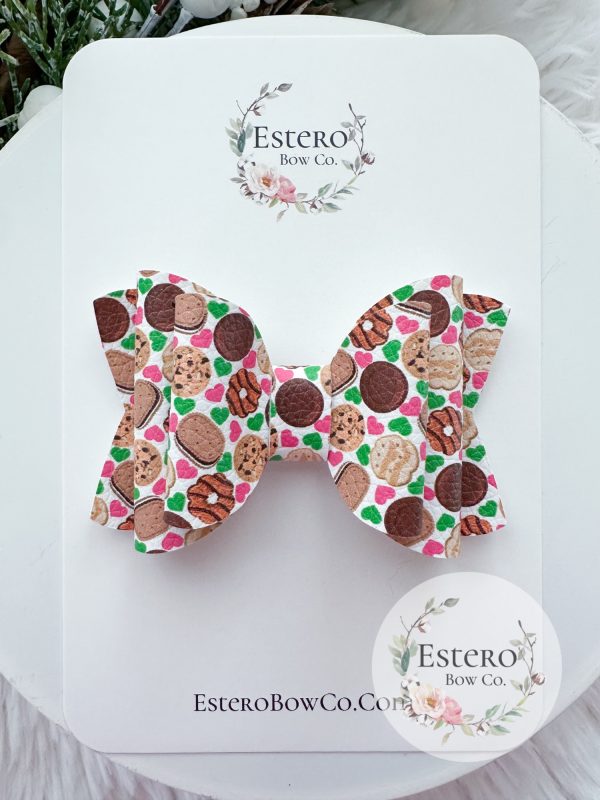 3.5” Cookies Vegan Leather Hair Bow