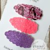 Snap Clip Set of 3 - Pink Glitter, Purple Glitter & Fun Doll Print Hair Accessories