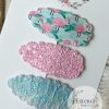 Flamingo Snap Clip Set of 3 - Pink Glitter, Blue Shimmer & Lace Hair Accessories - Image 2