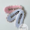 Smiley Face Snap Clip Set of 3 - Brown Vegan Leather, Lilac Lace Vegan Leather Hair Accessories - Image 3