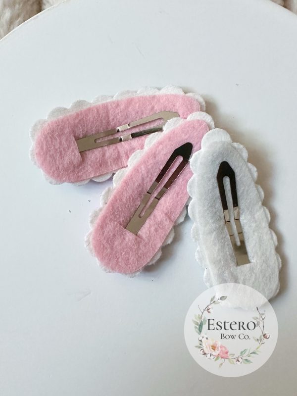 Flamingo Snap Clip Set of 3 - Pink Glitter, Blue Shimmer & Lace Hair Accessories - Image 3