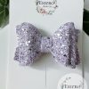 3.5” Purple Glitter Hair Bow - Image 2
