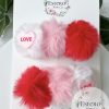 Valentine's Day Hair Clip Set - Red and Pink Puff Hair Clips - Image 2