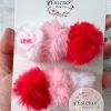 Valentine's Day Hair Clip Set - Red and Pink Puff Hair Clips - Image 3