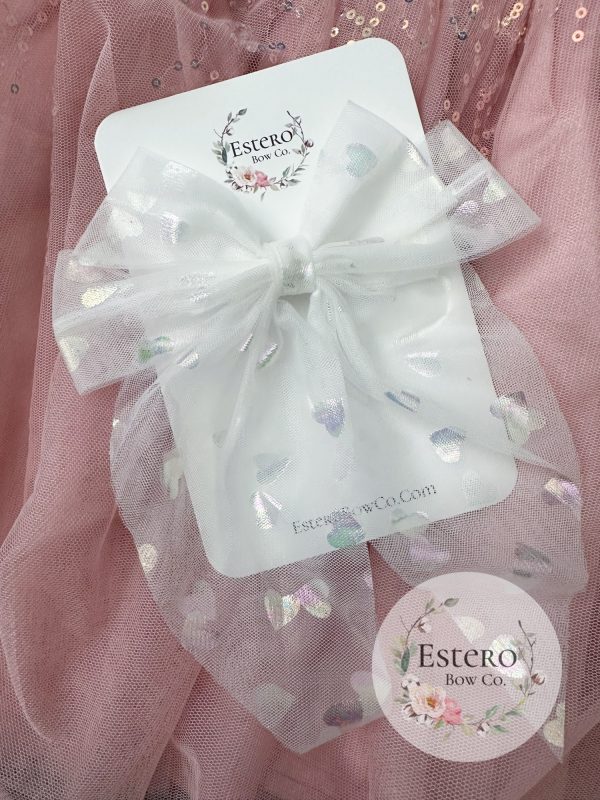 5.5" Heart Tulle Coquette Bow - Image 8