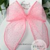 4.5" Pink Glitter Dot Tulle Fable Bow - Valentine's Day Bow