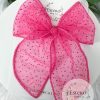 4.5" Hot Pink Glitter Dot Tulle Fable Bow - Valentine's Day Bow