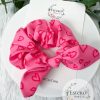 Neon Pink Hearts Scrunchie - Valentine's Day Scrunchie - Image 2