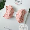 3.5” Neutral Floral Vegan Leather Hair Bow - Spring Hair Bow