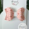 3.5” Neutral Floral Vegan Leather Hair Bow - Spring Hair Bow - Image 2