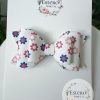 3.5” Patriotic Floral Vegan Leather Hair Bow - 4th of July Hair Bow - Image 2