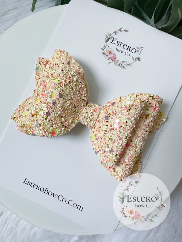 4” Yellow Sparkle Pop Glitter Hair Bow - Glitter Hair Bow