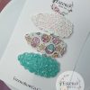 Racing Inspired Snap Clip Set - White Snap Clip, Teal Snap Clip