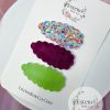 Blue Dog Snap Clip Set - Neon Green Hair Clip, Maroon Velvet Hair Clip - Image 2