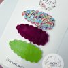 Blue Dog Snap Clip Set - Neon Green Hair Clip, Maroon Velvet Hair Clip