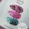 Fashion Doll Snap Hair Clip Set - Pink Snap Clip, Blue Snap Clip