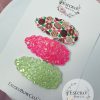 Famous Cookie Snap Hair Clip Set - Pink Glitter Snap Clip, Green Glitter Snap Clip