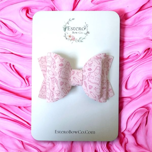 3.5” Vegan Leather Baking Hair Bow - Image 3