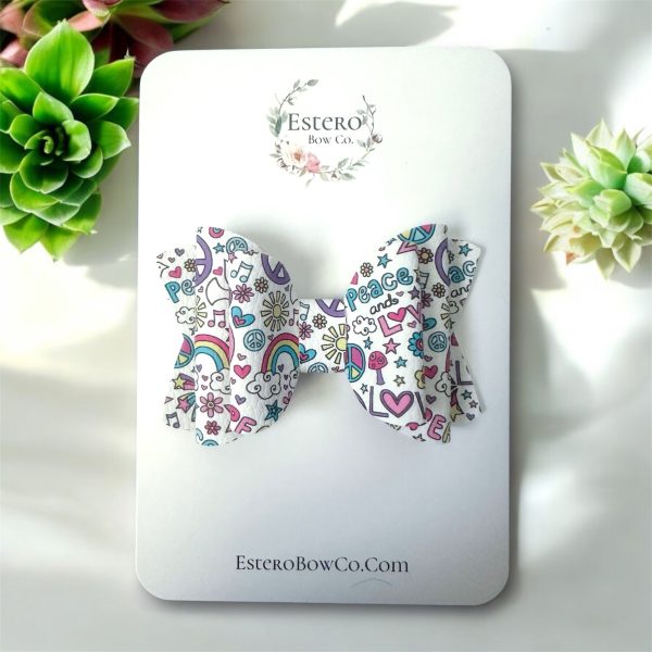 3.5” Doodles Vegan Leather Hair Bow - Image 2