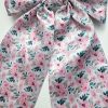 6" Pink Floral Coquette Bow - Hair Bow on French Barrette Clip - Image 4