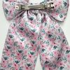 6" Pink Floral Coquette Bow - Hair Bow on French Barrette Clip - Image 3