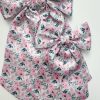 4" Pink Floral Coquette Bow - Image 3