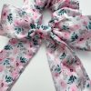 Pink Floral Satin Bow Scrunchie - Image 2