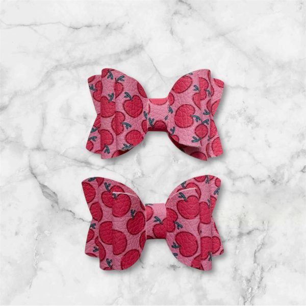 2.5” Apple Print Hair Bow - Back to School Hair Bow - Image 3