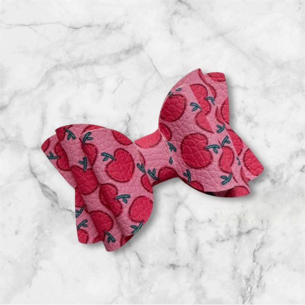 2.5” Apple Print Hair Bow - Back to School Hair Bow - Image 2