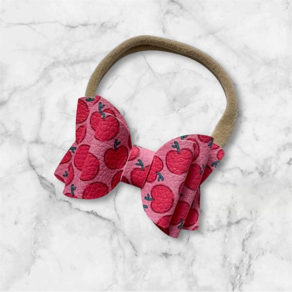 2.5” Apple Print Hair Bow - Back to School Hair Bow - Image 4