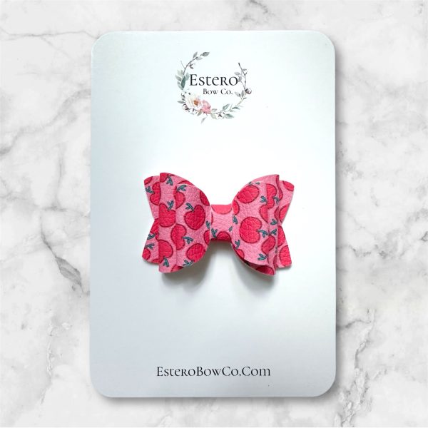 2.5” Apple Print Hair Bow - Back to School Hair Bow - Image 5