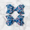 2.5” Patriotic Floral Hair Bow - Red, White, and Blue Floral Bow - Image 4