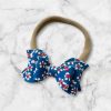 2.5” Patriotic Floral Hair Bow - Red, White, and Blue Floral Bow - Image 3