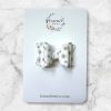 2.5” White Daisy Hair Bow - White Floral Hair Bow - Image 3