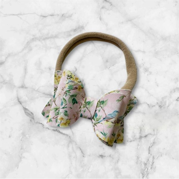 2.5” Light Pink Floral Hair Bow - Floral & Bird Hair Bow for Girls - Image 3