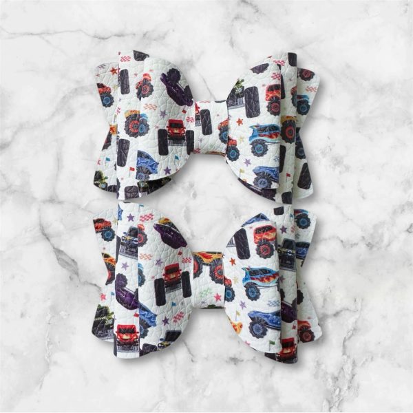 2.5” Monster Truck Hair Bow - Truck Hair Bow - Image 3