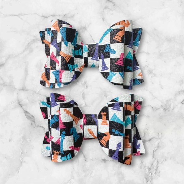 2.5” Chess Hair Bow - Chess Lover Hair Accessory for Girls - Image 3