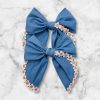 4.5" Denim Fable Bow - Daisy Hair Bow, Denim Hair Bow - Image 4