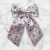 6" Pink Floral Coquette Bow - Hair Bow on French Barrette Clip - Image 2